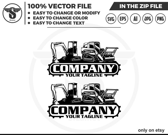 skid steer cutter and mini excavator logo, skid steer SVG, skid steer excavator,mini excavator svg