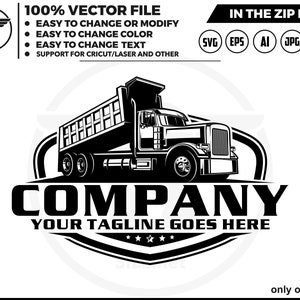 Dump Truck logo, Truck logo Svg, Amerikaans dump truck logo, trucking logo, industrie, zwaar, machines, industrieel, uitrusting, bouw