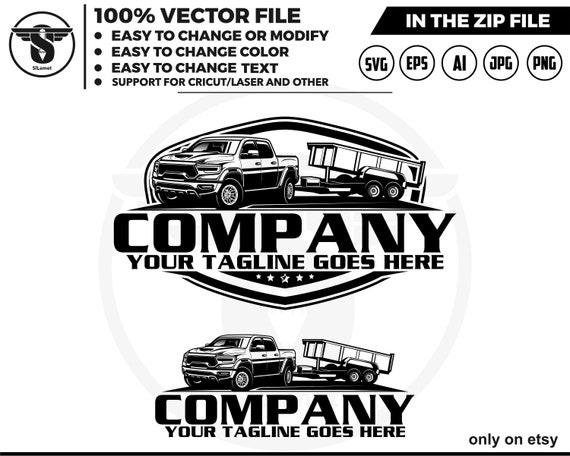 pickup and dump trailer logo - pickup and Bumper Pull Dump Trailer - dump towing logo - dump rental Logo - 2023 Ram 1500 TRX Lunar Edition