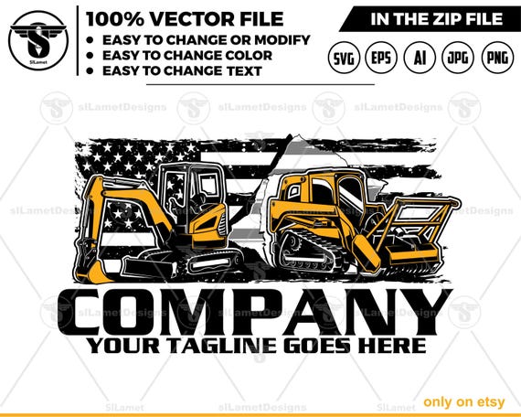 america mini excavator and mulching skid steer logo, skid steer mulching, mini excavator svg