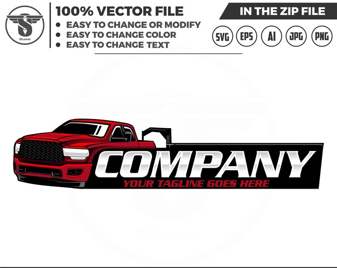 pickup and trailer logo - trailer towing logo - towing Company Logo