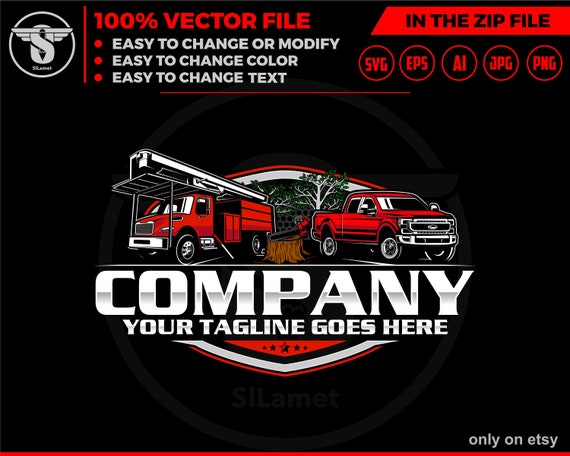 tree sevice logo - Forestry Bucket Trucks logo - chainsaw logo - Tree trimmer truck