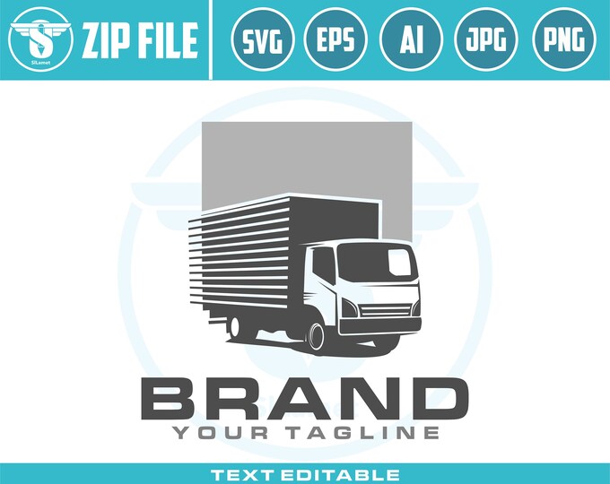 cargo truck logo SVG, Delivery box truck logo, Delivery logo, shipping logo, Cargo Delivery Van SVG, Moving Vehicle, Delivery Van Truck Svg