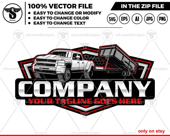 Pickup & Dump Trailer Logo - Pickup Truck Trailer Logo Template - Hauling Equipment Branding - dump trailer logo - Silverado 3500 HD 2008