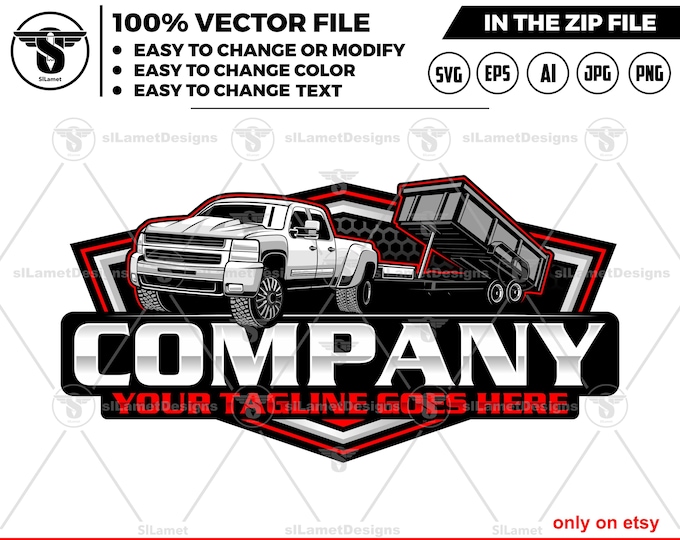 Pickup & Dump Trailer Logo - Pickup Truck Trailer Logo Template - Hauling Equipment Branding - dump trailer logo - Silverado 3500 HD 2008