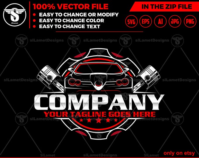 Auto Repair Logo Template: Car Service SVG (Digital Download)