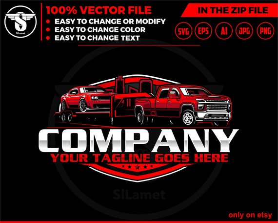 hotshot services logo - hotshot logo - pickup flatbed trailer logo - pickup and flatbed trailer logo, hotshot city - chevrolet truck dually
