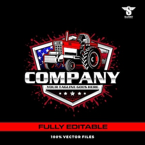 American Tractor Pull Logo: Agriculture Farming Vector Designs (SVG, EPS, PNG)
