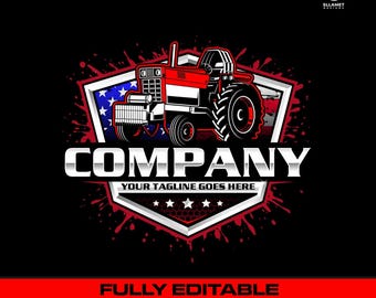 American Tractor Pull Logo: Agriculture Farming Vector Designs (SVG, EPS, PNG)