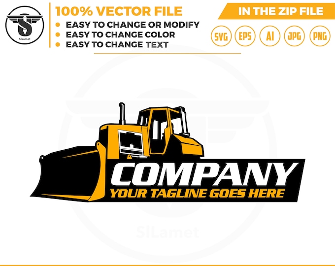 Bulldozer logo - Heavy Equipment logo - Bulldozer svg