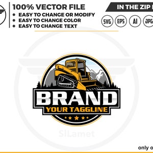 Skid Steer Loader Logo SVG: Heavy Equipment, Bulldozer (Digital Download)