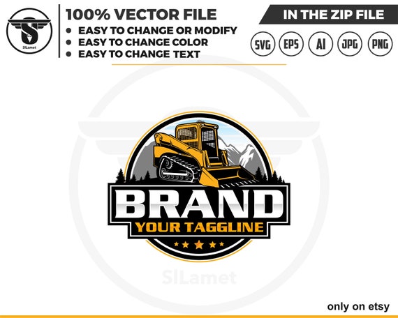 Skid steer loader logo, skid steer tracker logo, skid steer svg, Bulldozer logo SVG, Heavy Equipment logo Svg, Bulldozer svg, Wheel Loader