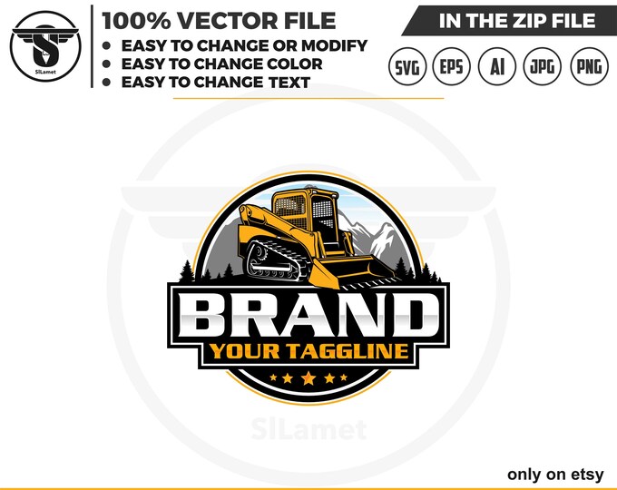 Skid steer loader logo, skid steer tracker logo, skid steer svg, Bulldozer logo SVG, Heavy Equipment logo Svg, Bulldozer svg, Wheel Loader