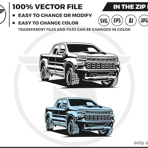 Chevrolet Silverado 1500 ZR2 Crew Cab SVG: Truck Vector Cricut (Digital Download)