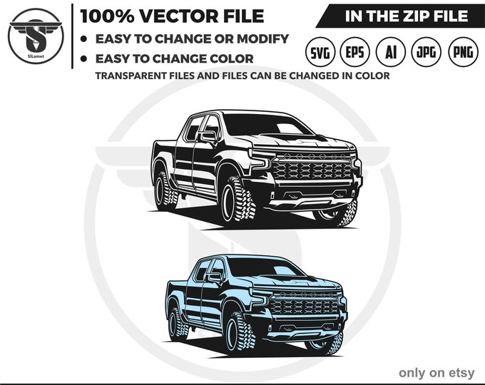 2022 Chevrolet Silverado 1500 ZR2 Crew Cab svg - Chevrolet truck svg - Chevrolet pickup svg - pickup truck tshirt, silhouette, Vector Cricut