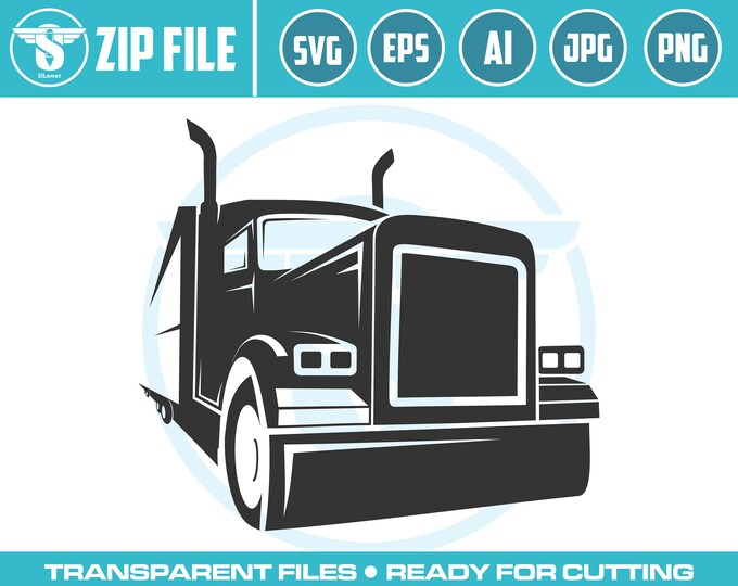 Semi Truck Trailer svg, Truck Driver Trucker Big Rigg 18 Wheeler Semi Tractor Trailer Shipping Trucking Logo .SVG Vector Cricut Cut Cutting