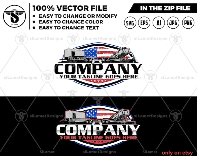 america trailer rental logo - USA trailer services -  dump trailer and flat bed trailer logo, flat bed and dump trailer rental logo