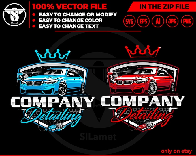 detailing king logo, auto detailing car logo template - Car Detailing Services logo - car wash logo template - car clean logo, BMW M3 F80