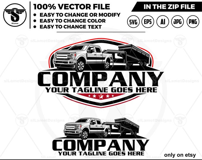 pickup ford and dump trailer logo - pickup and trailer logo - trailer towing logo - towing Company Logo - 2017 Ford F-250
