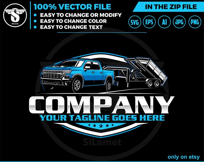 pickup and dump roll off trailer logo - dump trailer logo, Dumpster Logo , dump rental logo, 2022 Chevrolet Silverado 1500