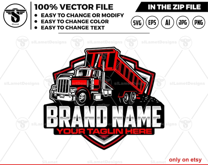 dump truck unloading dirt logo, Dump Truck logo, Truck logo Svg, american dump truck logo, industrial, equipment, construction