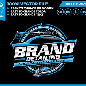 auto detailing car logo template - Car Detailing Services logo - car wash logo template - car clean logo - auto detailing logo SVG