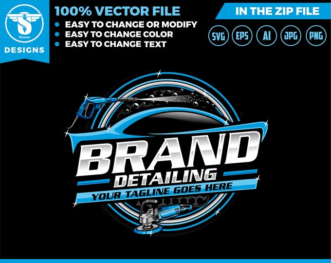 auto detailing car logo template - Car Detailing Services logo - car wash logo template - car clean logo - auto detailing logo SVG