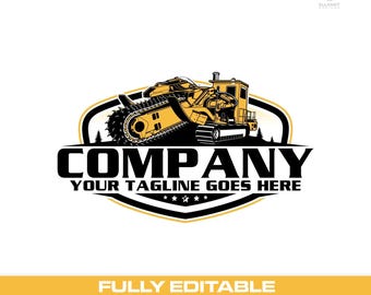 Heavy Duty Chain Trencher Logo: Pipeline Installation Vector Designs (SVG, EPS, PNG)