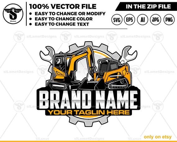 skid steer and mini excavator repair logo - heavy equipment repair logo -  heavy equipment services logo