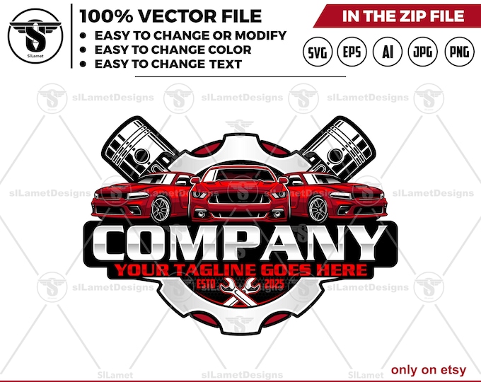 Auto Repair Logo Template: Car Service SVG (Digital Download)