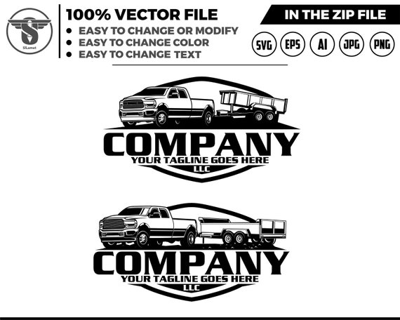 silhouette dump trailer pickup logo, pickup and dump trailer logo, trailer towing logo, truck pickup logo svg, towing Company Logo, pickup