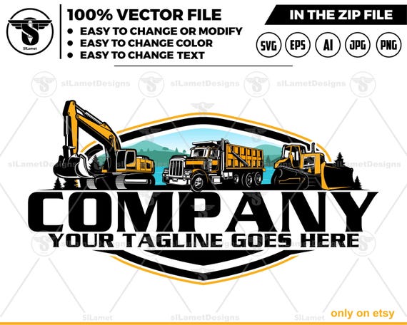 equipment vehicles logo - heavy equipment logo - bulldozer - dump truck - excavator - heavy equipment lake, heavy equipment hill