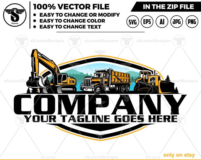 equipment vehicles logo - heavy equipment logo - bulldozer - dump truck - excavator - heavy equipment lake, heavy equipment hill