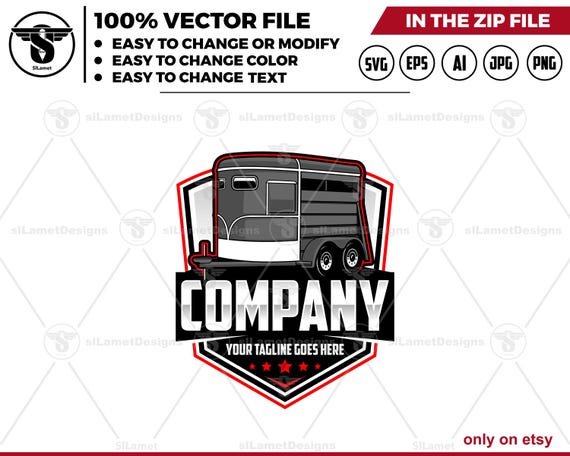Bumper Pull Horse Trailer Logo - Small Horse Trailer Logo - Livestock Hauler Design - Equine Transport logo - Farm Trailer logo