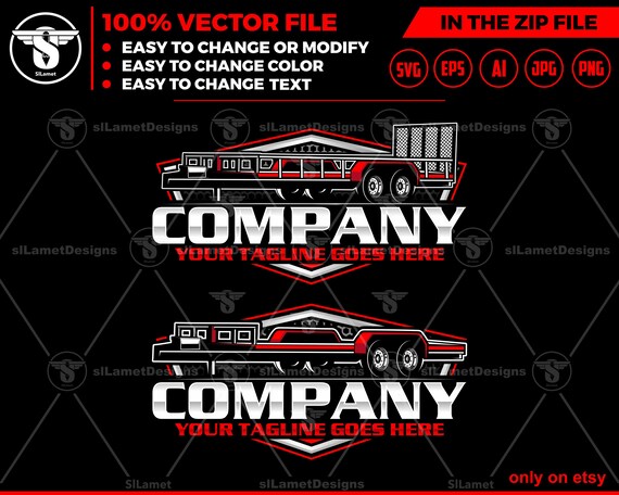 Car Hauling Trailer Logo - Bumper Pull Logo - Car Haulers Logo - flatbed trailer logo - flat bed trailer rental logo - towing trailer logo