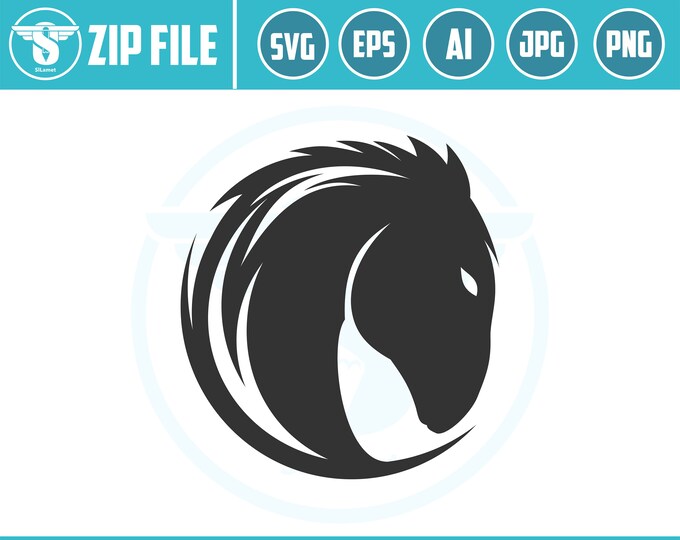horse circle svg, horse head svg, Horse svg,  cutting files for cricut silhouette,horse logo files svg, png, eps, ai, INSTANT DOWNLOAD