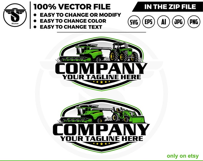 combine harvester and tractor logo -  Farms logo - grain tractor -  combine new holland logo