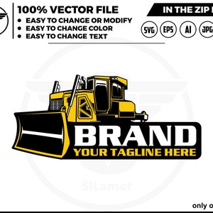 Bulldozer Logo: Heavy Equipment, Excavator SVG (Digital Download)