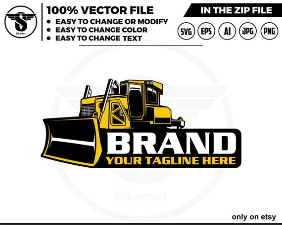 Deere  bulldozer logo - digging logo - earth digging logo - excavator svg - Heavy Equipment logo, Construction Logo