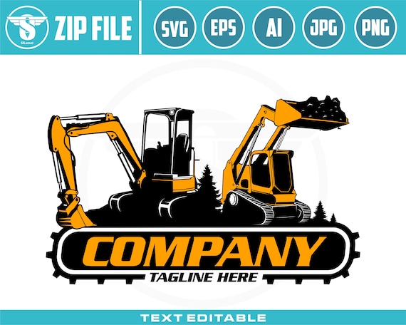 skid steer and mini excavator logo svg, skid steer Bulldozer logo, skid steer SVG, Wheel Loader Svg, skid steer excavator,mini excavator svg