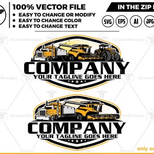 logo di mietitrebbia, autocarro per cereali e trattore - logo di un'azienda agricola con attrezzature pesanti - logo di aziende agricole - trattore preferito - logo di una mietitrebbia New Holland