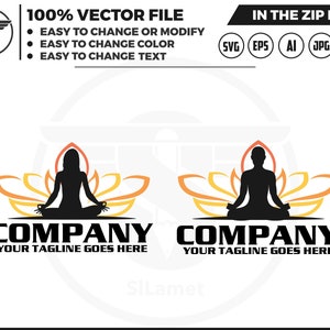 Lotus Meditation Logo: Chakra Yoga Design (Digital Download)