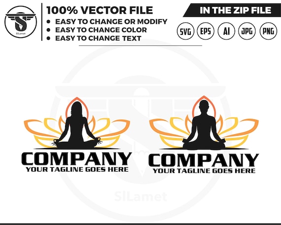 lotus meditation logo - meditation logo - woman meditation logo -  man meditation logo - chakra Meditation - yoga logo