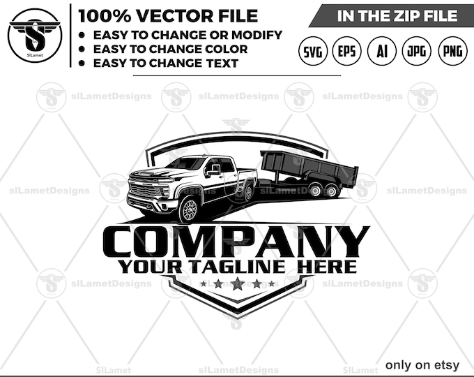 Pickup Truck & bumper pull dump trailer Logo