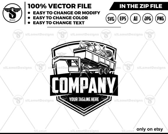 gooseneck dump Trailer Logo - gooseneck dump Logo Template - Hauling Equipment Branding - dump trailer logo