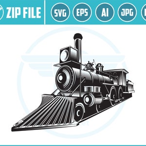 Tren clásico SVG: Archivo de corte de silueta de locomotora clásica (descarga digital)