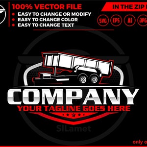 dump trailer logo, dump trailer rental logo, truck pickup logo svg, Dumpster Logo , dump rental logo - bumper pull dump trailer logo