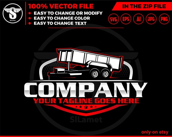 dump trailer logo, dump trailer rental logo, truck pickup logo svg, Dumpster Logo , dump rental logo - bumper pull dump trailer logo