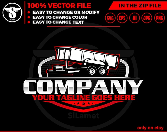 dump trailer logo, dump trailer rental logo, truck pickup logo svg, Dumpster Logo , dump rental logo - bumper pull dump trailer logo