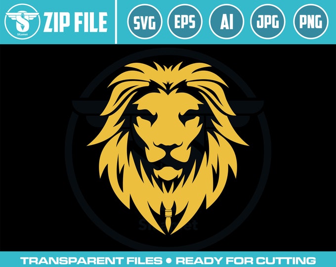 Lion svg,Lion head svg, Lion gold, Instant Download,SVG, PNG, EPS, dxf, jpg digital download Image Cut File for Cricut Silhouette